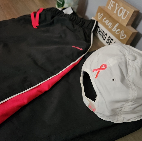Breast Cancer Support Bundle - Reebok Windbreaker Pants & Under Armour Hat - Picture 7 of 9